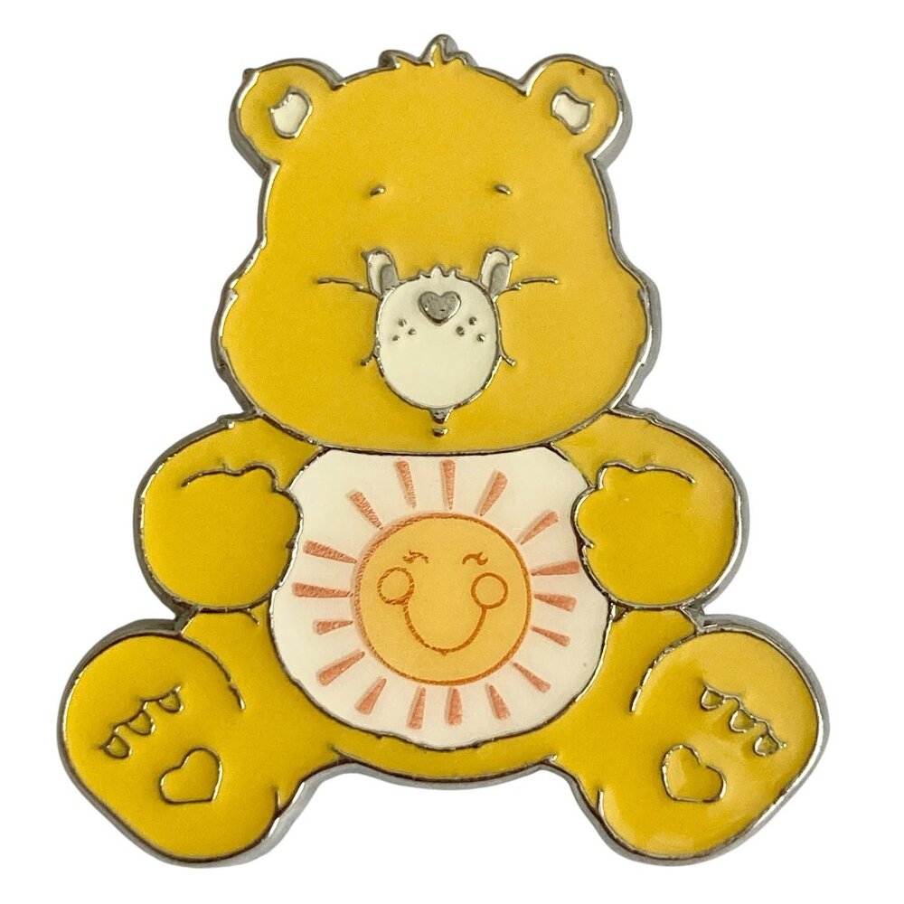Care Bears Funshine Bear Pin Tie Tac Lapel Hat Yellow Enamel Neon Tuesday NWT